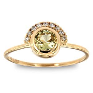 14K Yellow Gold Yellow Sapphire & Diamond Ring